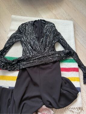 le chateau Black Sequin Long Sleeve Jumpsuit
